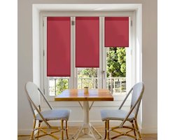 Transparant Rolgordijn - Effen Roller Blind zonder Gereedschap, Bordeau Rood, 37x180 cm