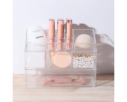 Transparante acryl make-up organizer - badkamerkast stapelbare organizer - lippenstifthouder - cosmetische opberghouder - ijdelheid cosmetica - katoenen bal - katoenen pad