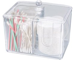 Transparante Acryl Opbergdoos voor Wattenstaafjes en Wattenpads, Perfect voor Badkamerorganisatie