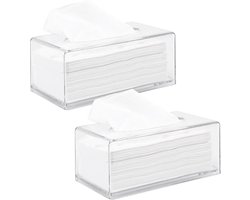 Transparante Acryl Opbergdozen voor Cosmetische Doekjes en Papieren Handdoeken - Set van 2