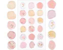 Transparante Acryl Roze Bloemen Wax Stickers - 54 stuks | Gradiënt Zelfklevende Wax Seal Stickers voor Verjaardag, Bruids Douche, en meer