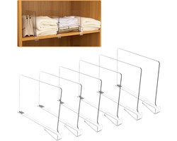 Transparante Acryl Scheidingswanden - 6 Stuks Verstelbare Multifunctionele Opbergdivider voor Organisatie in Slaapkamer, Keuken, Kasten en Handdoeken