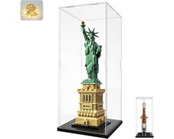 Transparante Acryl Vitrinekast Voor LEGO 21042 Vrijheidsbeeld - Stofdichte Displaybox Met Zwart Interieur - Heldere Model Showcase Voor Bouwsets, Sculpturen, Verzamelobjecten En Speelgoed - 20 × 20 × 50 cm