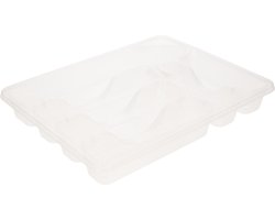 Transparante bestekbak/bestekhouder 37 x 29 cm - 6 vakken - Keuken opberg accessoires