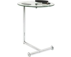 Transparante Bijzettafel van Veiligheidsglas met Stalen Onderstel