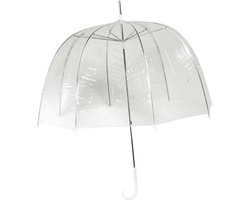 Transparante bruiloft koepel paraplu - kunststof handvat - dia 75 cm - doorzichtig - Bruid/bruidegom paraplu