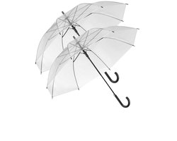 Transparante bruiloft paraplu - 2x - kunststof handvat - dia 58 cm - doorzichtig - Bruid/bruidegom paraplu