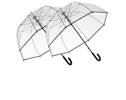 Transparante bruiloft paraplu - 2x - kunststof handvat - dia 63 cm - doorzichtig - Bruid/bruidegom paraplu