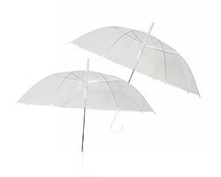 Transparante bruiloft paraplu - 2x - kunststof handvat - dia 81 cm - doorzichtig - Bruid/bruidegom paraplu