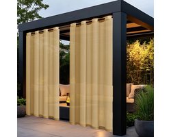 Transparante buitengordijnen 2-delig vitrage met ringen, zonwering, verduistering en isolatie voor pergola, terras, tuin, prieel, balkon, buiten (132 x 241 cm) - oranje kleur - 132*241cm