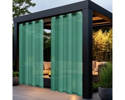 Transparante buitengordijnen 2-delig vitrage met ringen, zonwering, verduistering en isolatie voor pergola, terras, tuin, prieel, balkon, buiten (132 x 183 cm) - groente - 132*183cm
