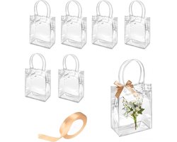 Transparante Cadeautassen met Handvatten, 25cm x 20cm x 7cm, Herbruikbare PVC Tassen voor Bruiloften, Verjaardagen en Feestjes