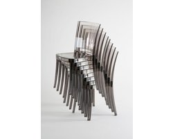 Transparante Design Stoel in Gerookt Polycarbonaat - Set van 6