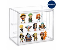Transparante Display Vitrine 36x26,5x22 cm – Stofdichte Acryl Schaukasten met Magneetdeur – 3 Verstelbare Planken – Voor Actiefiguren Pop Mart Beeldjes Nendoroid Funko Pop & Miniaturen – Zonder Gereedschap – Helder PET & ABS – Stapelbaar