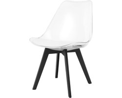 Transparante eetkamerstoel - Moderne stoel - Comfortabel zitten - Stabiele constructie - 83 cm hoog - Transparant met zwarte poten