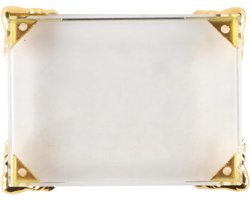 Transparante glazen displaybasis met metalen steunpoten voor sculpturen, trofeeën, sieraden en verzamelobjecten - Creatieve presentatieoplossing voor kunst en decoratie