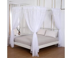 Transparante Gordijnen - Bed Luifel Gordijnen - Slaapkamer Decoratie - 8 Panelen Set - 63.5 x 190.5 cm - Wit