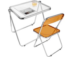 Transparante Klapstoel - Banketstoel Vergaderstoel - Binnen en Buiten - Stabiele Structuur - 46x46x75cm - Geel