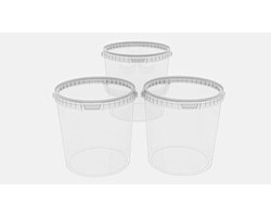 Transparante kunststof emmerset 3 x 30 liter met deksel - Stapelbare voedselveilige voorraademmers voor honing, meel en water