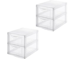 Transparante kunststof opbergtorens - Set van 2 laden voor DIN A4-formaat - Hoogte 255 cm - Stapelbaar - Ideaal voor kantoor en klassen - Documenten en benodigdheden