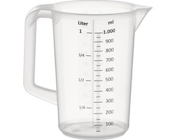 Transparante Maatbeker 1 Liter met Maatverdeling - Vaatwasmachinebestendig en Geschikt voor Magnetron