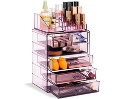 Transparante make-up organizer en sieradenopslag - Ruim ontwerp voor dressoir, badkamer en aanrecht - 4 grote en 2 kleine lades