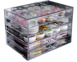 Transparante Nagelkunst Opbergdoos – 5 Lades – Kunststof – Voor Nagelsticker- Steentjes - Tools – 21.5x14.5x15cm
