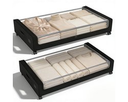 Transparante Onderbed Opbergtas met Deksel en Wieltjes – 2 Stuk Kleding Opberger voor Kast