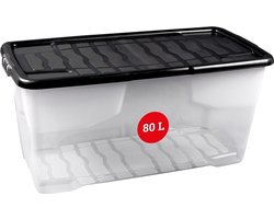 Transparante opbergbox met deksel 80L | Stapelbaar | Transparant | Topkwaliteit