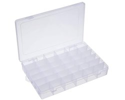 Transparante opbergdoos met vakken - veelzijdig en duurzaam - 1 stuk - PP-materiaal - 26 x 13,2 x 1,7 cm