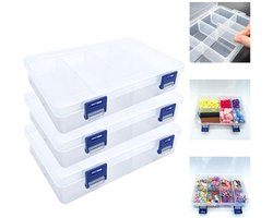 Transparante opbergdozen - stapelbaar - organizer voor kralensieraden - 3 stuks - kunststof