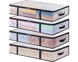 Transparante opbergzakken - 60L - Opvouwbare opbergdoos - Onder het bed - Met handgrepen - PP - Kledingopbergtas - Dekbedovertrek - Voor verhuizen - Kleding - Dekens - Speelgoed