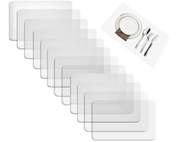Transparante Placemat - 12 Stuks - Transparante Kunststof Tafelmatten - 43 x 28 cm - Hittebestendig Wasbare Tafelmatten - voor Keuken, Eettafel en Koelkastvoeringen - Antislip