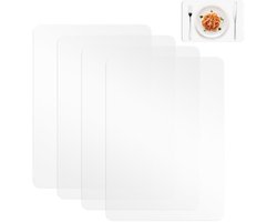 Transparante Placemat - 4 Stuks - Transparante Kunststof Tafelmatten - 43 x 28 cm - Hittebestendig Wasbare Tafelmatten - voor Keuken, Eettafel en Koelkastvoeringen - Antislip