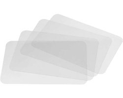 Transparante placemats, 4 stuks transparante plastic tafelmatten, afwasbare onderzetters voor de keuken, eettafel en als koelkastmatten (43 x 28 cm)