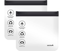 Transparante reistassen voor vloeistoffen 20x20 cm - set van 2 stuks - waterdicht en draagbaar - handig voor vliegreizen, vakantie en op reis