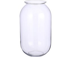 Transparante ronde vaas/vazen van glas 19 x 30 cm - Woonaccessoires/woondecoraties - Glazen bloemenvaas - Boeketvaas