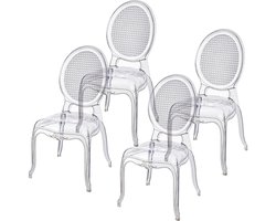 Transparante Stoelen – Eetkamerstoelen – Polycarbonaat Stoelen – Stapelbare Stoelen – Design Stoelen – Set Van 4 – Waterbestendig – Lichtgewicht & Duurzaam
