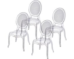 Transparante Stoelen – Eetkamerstoelen – Polycarbonaat Stoelen – Stapelbare Stoelen – Design Stoelen – Set Van 4 – Waterbestendig – Lichtgewicht & Duurzaam