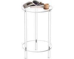 Transparante tafel – 30 cm cirkel, standaard met metalen poot, bureau met lucite-accent | plaatsing van snacks, cocktails, nachtkastje, hoekbank, vazendisplay