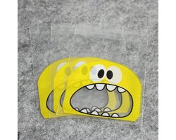 Transparante Uitdeelzakjes - Geel Monster - 7 x 7cm - 100 stuks