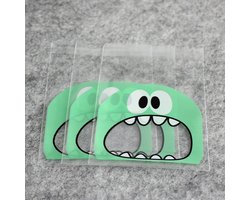 Transparante Uitdeelzakjes - Groen Monster - 7 x 7cm - 100 stuks