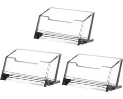 Transparante Visitekaartjeshouder - Set van 3 Acryl Stand voor Enkele Kaarten - Vrijstaand Bureau Accessoire voor Professionele Presentatie