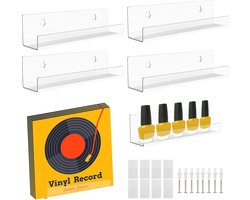 Transparante Wandmontage CD- en Vinylhouder - Set van 4 - Ideaal voor LP's en DVD's