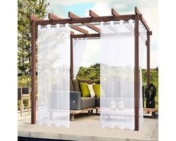 Transparante, waterdichte buitengordijnen voor terras – 2 panelen met ringen, voor woonkamer, slaapkamer, veranda, pergola, tuinhuisje, 132 x 274 cm, wit