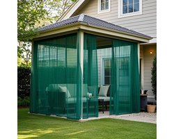 Transparante, waterdichte buitengordijnen voor terrassen, roedegordijnen voor binnen, grijs, geschikt voor woonkamers, slaapkamers, veranda's, tuinhuisjes en paviljoens (160*250 cm, Donkergroen)