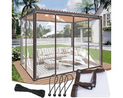 Transparante Zeil met Oogjes - Transparant Buiten Zeil voor Balkon - Regenbescherming - Meubels - Stofdicht - Voor Buiten