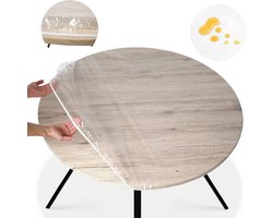 Transparent Table Cloth 75 cm Weatherproof Round Waterproof Garden Table Cloth Weatherproof with Elastic Band Round Transparent Outdoor Table Cloth