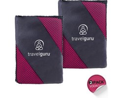 Travelguru™ Microvezel Reis Handdoek Set van 2x Large (85 * 150cm) - Sneldrogende lichtgewicht Microvezel handdoek ideaal voor sporten, reizen, outdoor & strand - Microfiber Travel Towel - XL - Roze