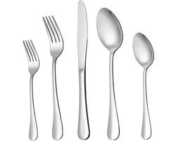 Travelhawk Bestekset - 5 Stuks - Reisbestek - Bestek To Go - Meeneem Bestek - Bestekset - Camping Bestek - Inclusief Handige Draagtas - Zilver